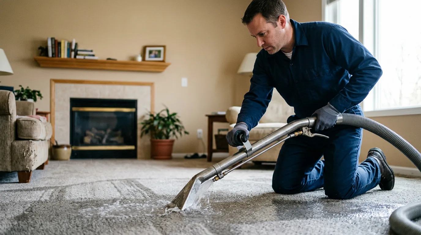 Water damage restoration technician working near Cherokee, KS